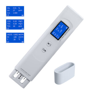 9-in-1 (Chemical Oxygen Demand COD, Total Organic Carbon TOC, Ultraviolet Absorption Value UV275, Total Dissolved Solids TDS, Electrical Conductivity EC, Salinity SAL, Hardness GH, Specific Gravity S.G., and Temperature) Water Quality Monitor